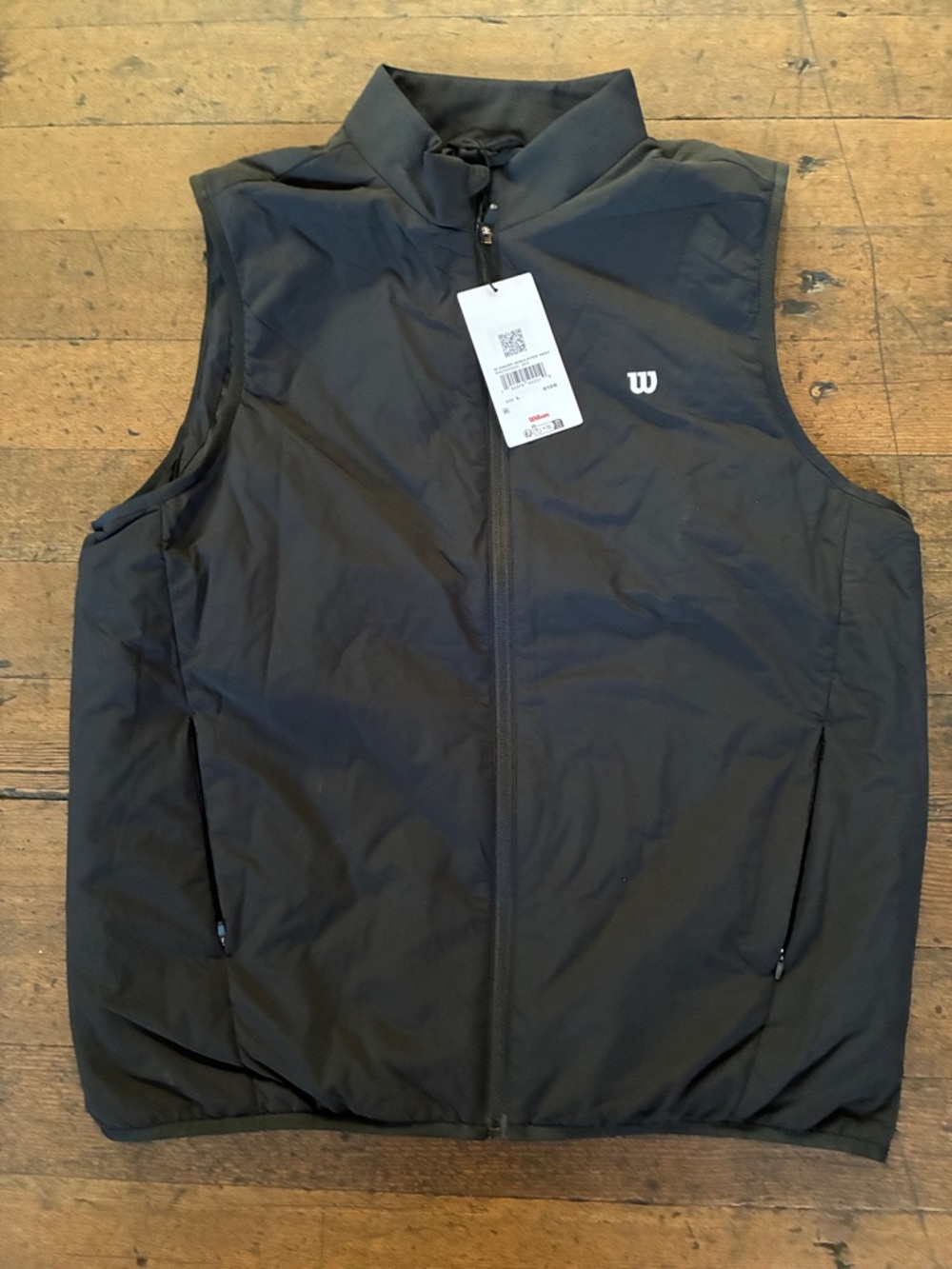Wilson Black Full-Zip Quilted Vest with Logo men’s large